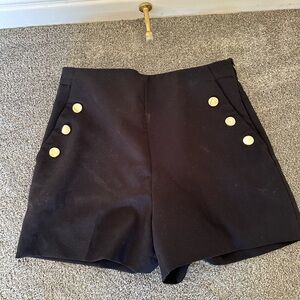 Zara Black High Waist Shorts with Gold Buttons